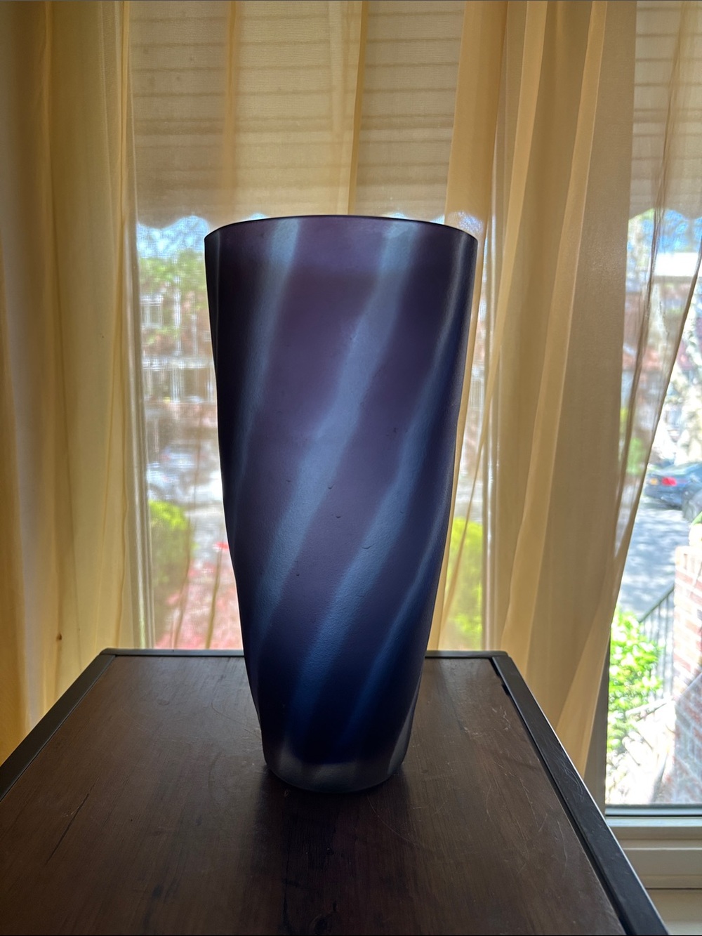 Blue Swirl Art Glass Vase